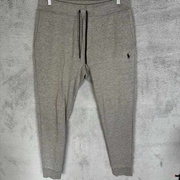 S Polo Ralph Lauren Pants Mens L Grey Jogger Sweatpants Drawstring - Picture 1 of 10